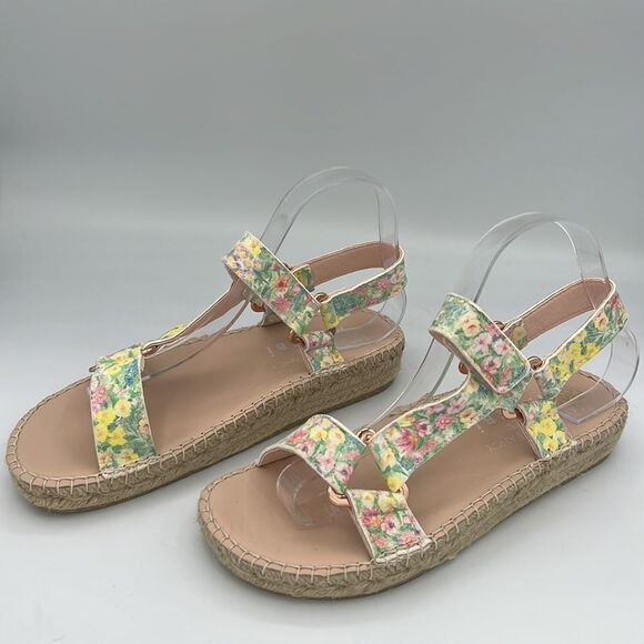 NWT Loveshackfancy X Manebi Floral Leather Espadrille Sport Sandals Size 39/US 8 - Picture 4 of 13